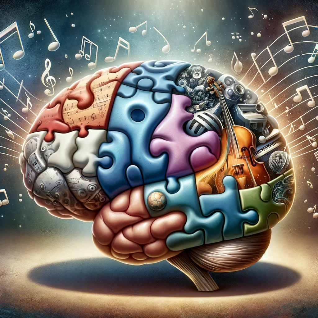 Colorful brain getting endless inspiration after overcoming producer's block