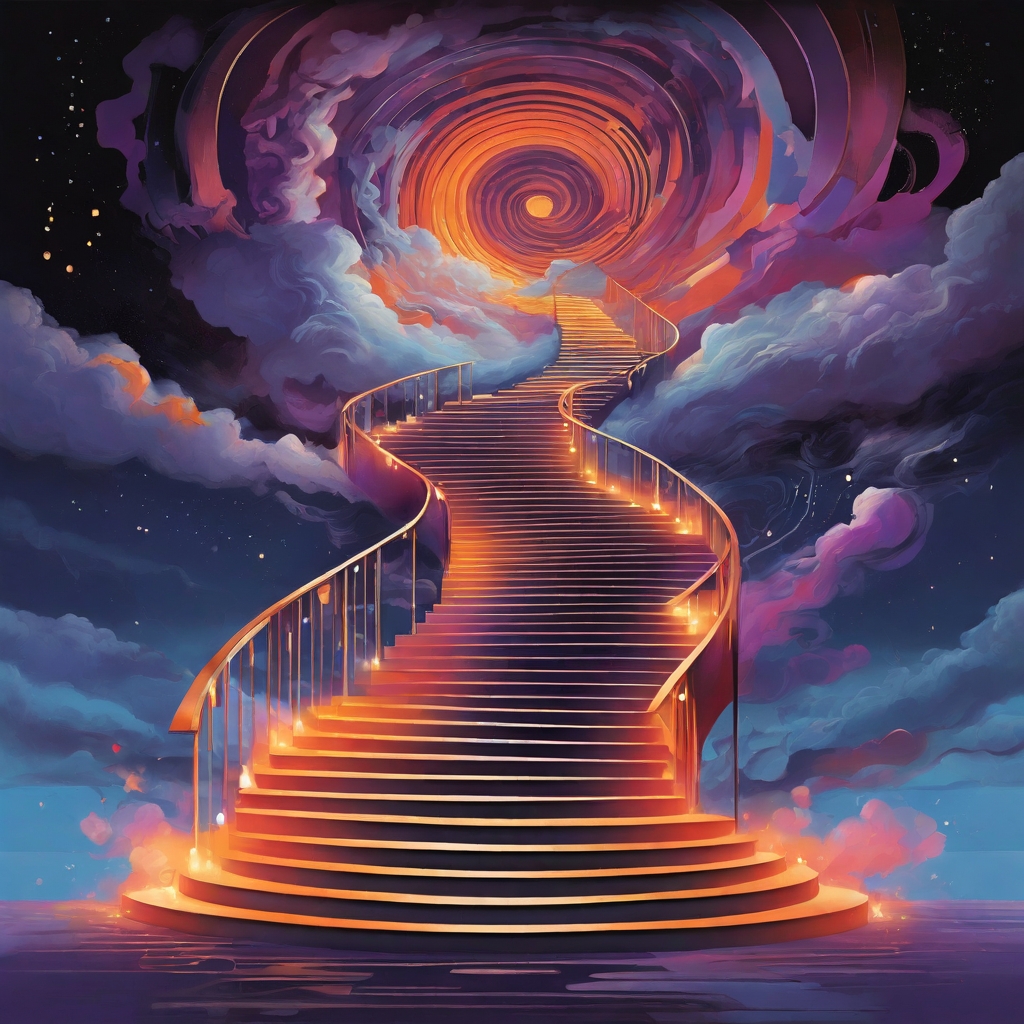 Staircase going up to the sky symbolizing a progression when crafting extended mixes.